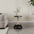 Luxury Design Iron End Table, Minimalist Round Side Table For Small Space Black Iron