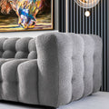 Eden Modern Tufted Chesterfield Boucle Fabric Sofa Gray Wood Primary Living Space Tufted Back Mid Century Modern Foam Boucle,Solid Wood 3 Seat