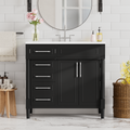 36'' Bathroom Vanity With Top Resin Sink, Freestanding Bathroom Storage Cabinet With 2 Drawers And A Tip Out Drawer, Solid Wood Frame Vanity Set, Height Adjustable Shelf 3 Black 2 2 Adjustable