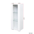 Storage Cabinets With Aluminum Strip Lamp,With Glass Shelves, For Living Room Bedroom Office White Particle Board Mdf