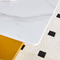 Modern Minimalist Coffee Table. Tempered Glass With Stickers Tabletop,Golden Mdf Pillars. Suitable For Living Room And Dining Room Gold Mdf Glass