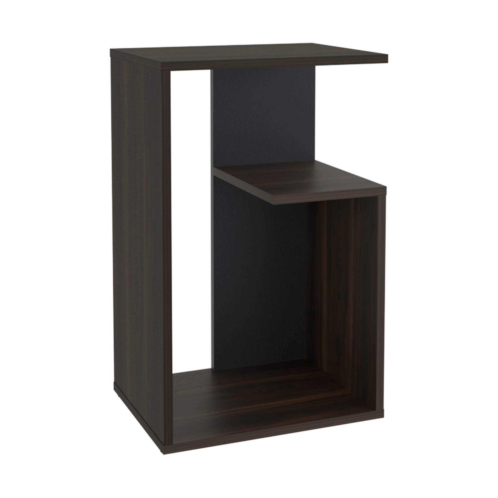 Everet 25" High 3 Tier Shelf Side Table Dark Oak Particle Board