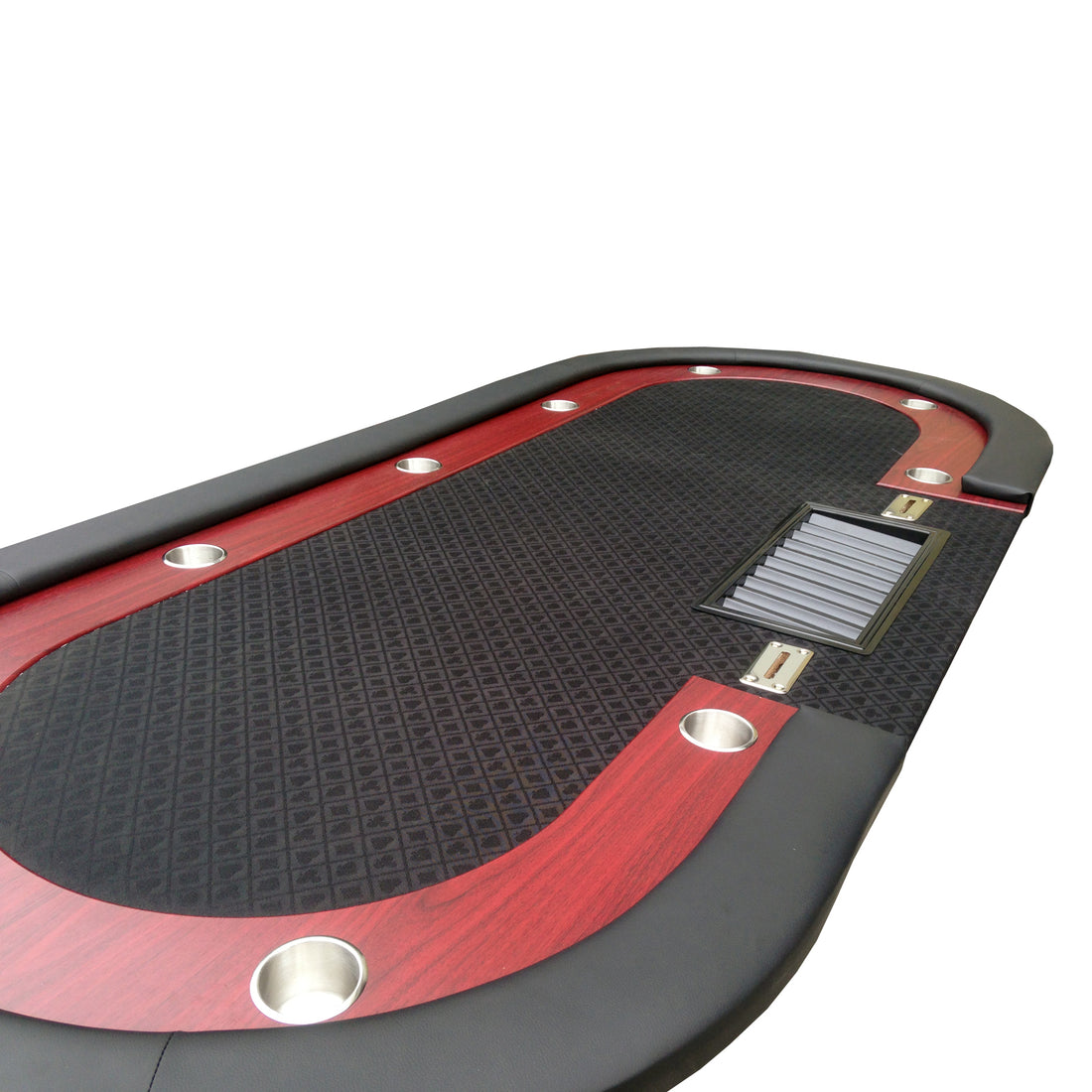 96" Luna Ultra Poker Table With Speed Cloth Racetrack Chip Tray Double Dropbox Wooden Legs Black Black Primary Living Space Modern Wood