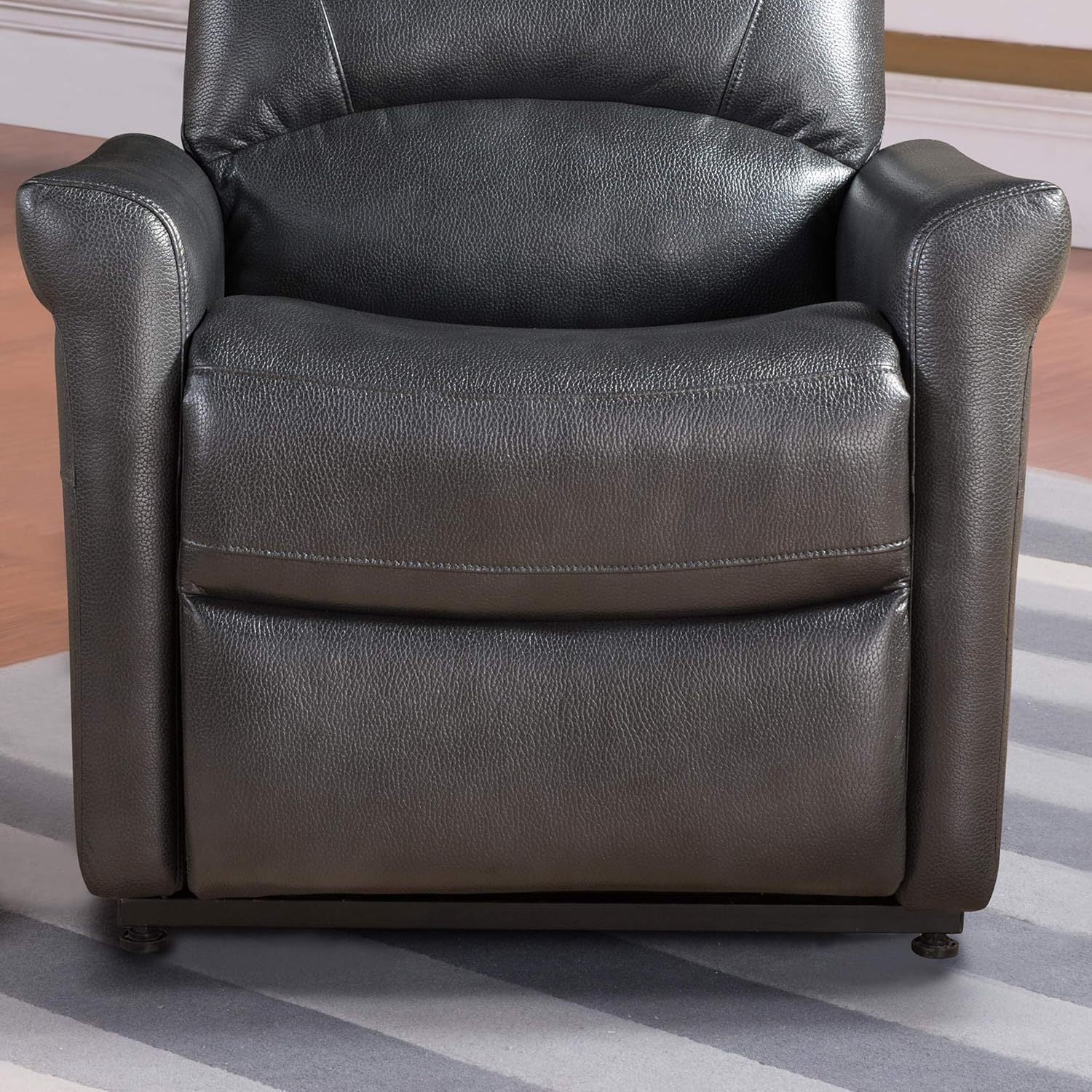 1Pc Contemporary Faux Leather Upholstered Rail Power Reclining Lift Living Room Gaming Chair Charcoal Charcoal Faux Leather Metal Primary Living Space Cushion Back Contemporary,Modern Foam Faux Leather