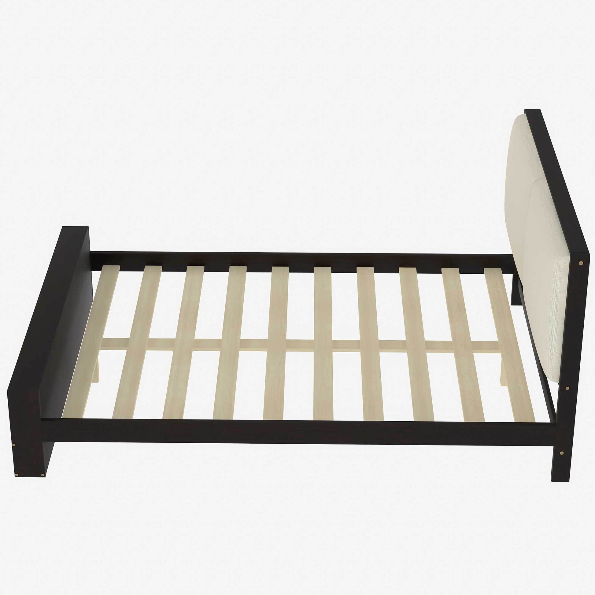 Queen Size Platform Bed Frame With Upholstery Headboard And Bookshelf In Footboard And Led Light Strips, Espresso Queen Espresso Solid Wood Mdf