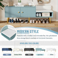 Modern Shoe Storage Bench With Hidden Storage And Upholstered Cushions For Bedside, Living Room And Entryway Light Blue Light Blue Mdf Metal