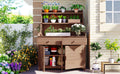 Assembly 65Inch Garden Potting Bench Table, Fir Wood Workstation With Storage Shelf, Drawer And Cabinet, Brown Brown Water Resistant Frame Garden & Outdoor Rustic Wood