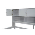 Full Size Wooden Loft Bed Big Storage With Under Bed Desk, With Drawers, With Shelves, Gray Full Gray Plywood