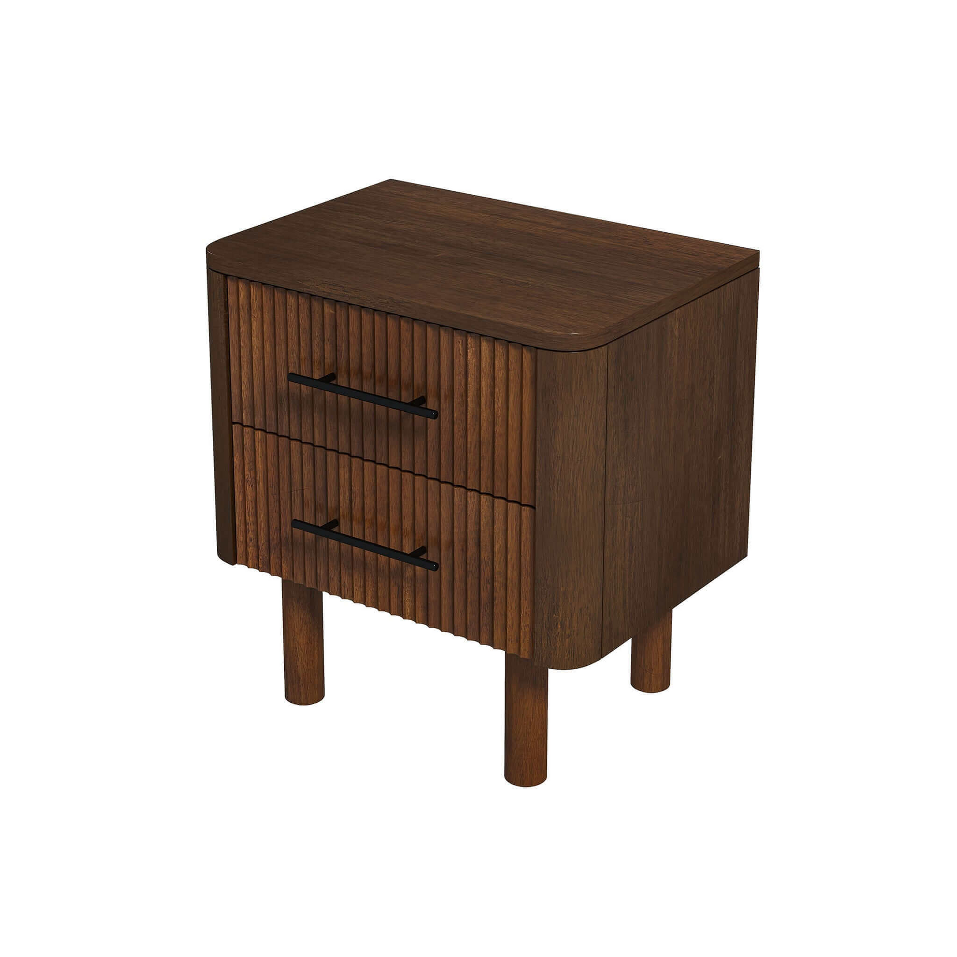 Logan Mid Century Modern Walnut Nightstand Bed Side Tables With 2 Drawers Brown,Wood Brown 2 Drawers Bedroom With Legs Mid Century Modern Solid Wood Walnut Finish Solid Wood