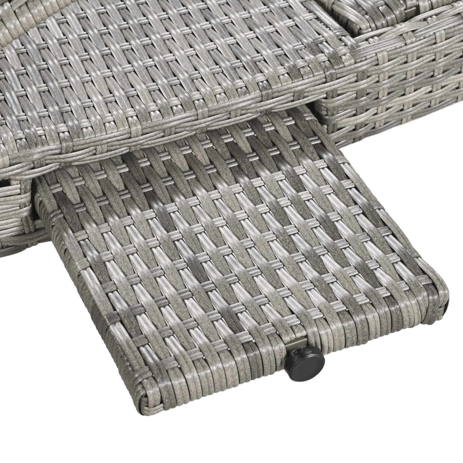 K&K 80'' Outdoor Wicker Chaise Lounge Chairs Set Of 2, Patio Rattan Reclining Chair Pull Out Side Table Adjustable Backrest Ergonomic Wave Design Pool Sunbathing Recliners, Grey No Lounge Grey Seats