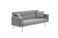 71.7 Inch Grey Teddy Fleece Sofa Bedbring Two Throw Pillows Grey Fabric 2 Seat