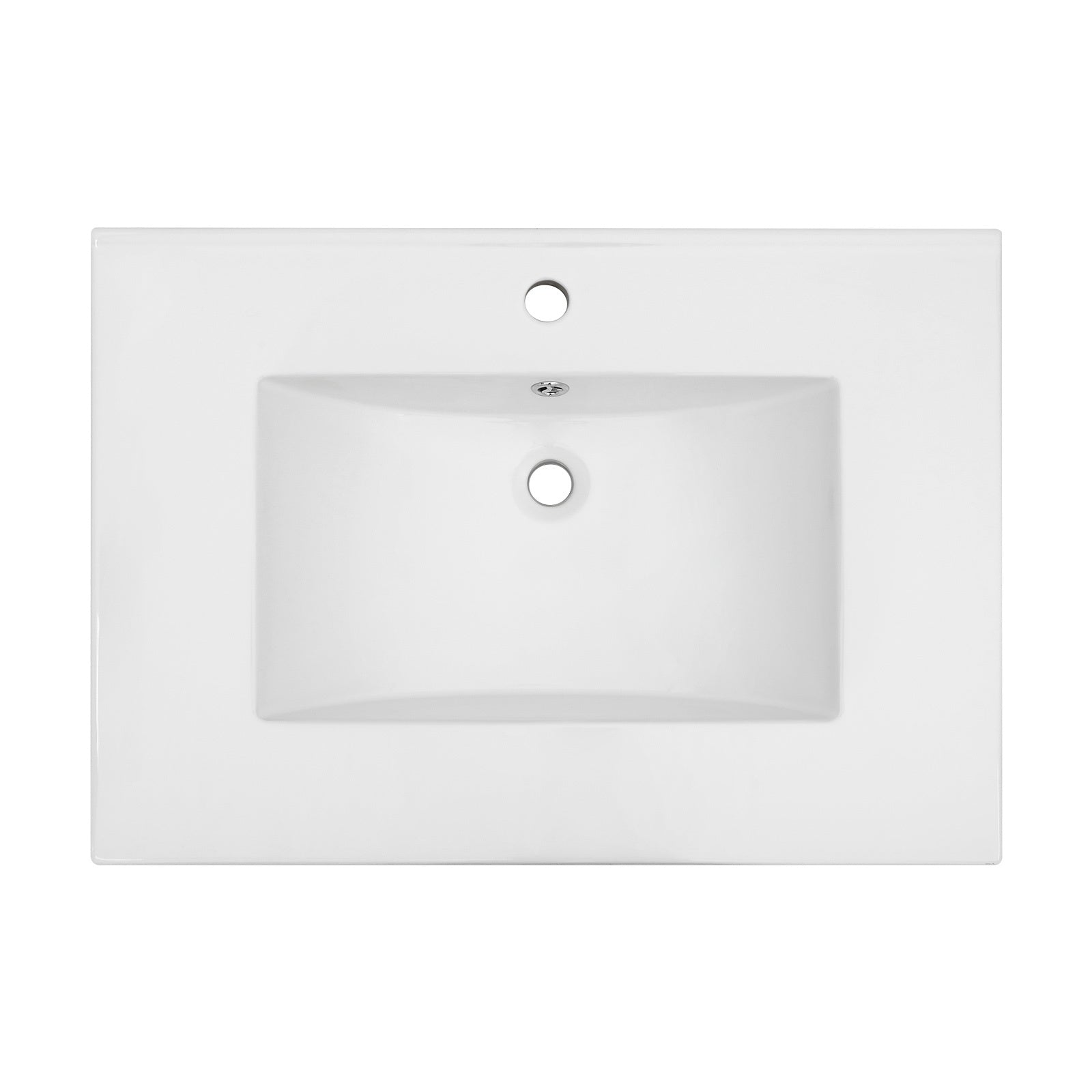 31"X22" White Rectangular Single Vanity Top With 1 Faucet Hole And Overflow Sink Only White Ceramic