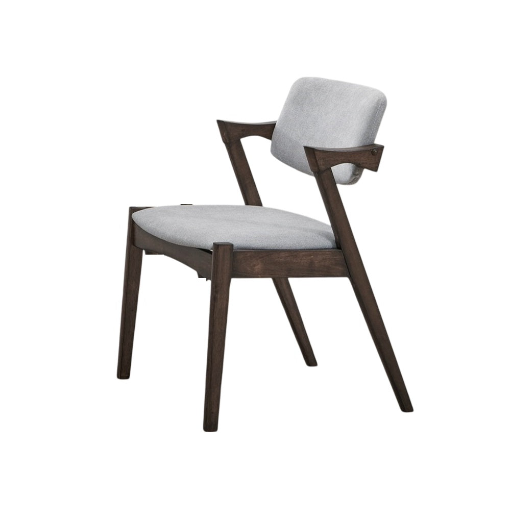 Modern 7Pc Dining Set Ash Walnut Finish Dining Table 6X Side Chairs Foam Cushion Fabric Upholstery Unique Back Design Wood Dining Room Rubberwood Rectangular Dining Table With Chair Upholstered Chair Wood Walnut Solid Back Seats 6