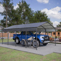 12X20 Ft Metal Carport, Outdoor Car Shelter All Weather, Heavy Duty Outdoor Galvanized Car Shelter For Car Boat Truck And Suvs Black Anthracite Metal