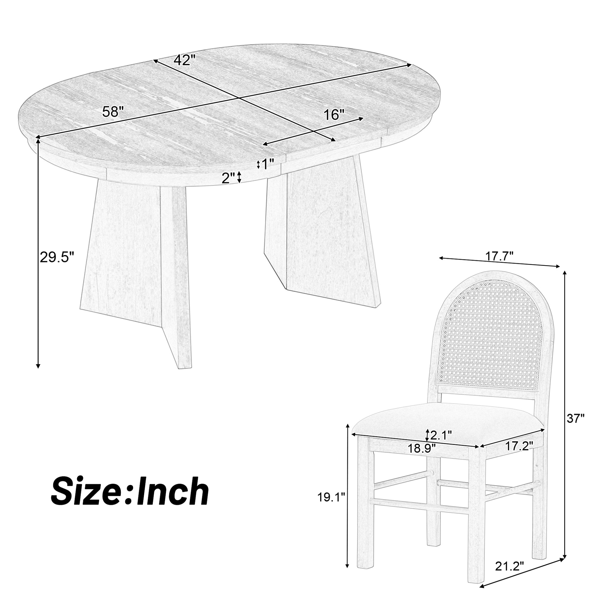 5 Piece Retro Functional Dining Set With 1 Extendable Dining Table And 4 Upholstered Chairs With Rattan Backrests For Dining Room And Kitchen Espresso Espresso Solid Wood Mdf