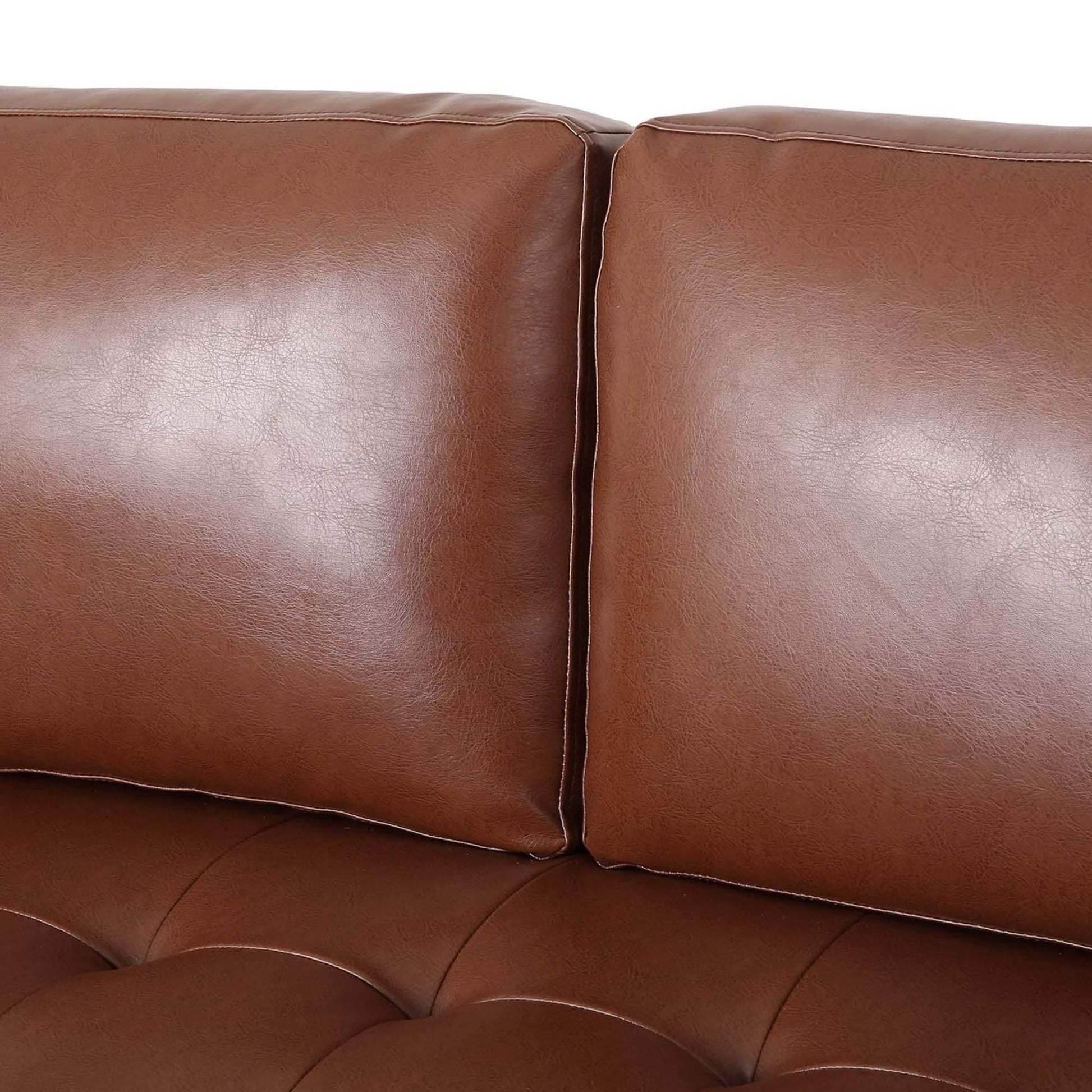 Mirod Comfy 3 Seat Sofa With Wooden Legs, Pu, For Living Room And Study Light Brown Pu 3 Seat