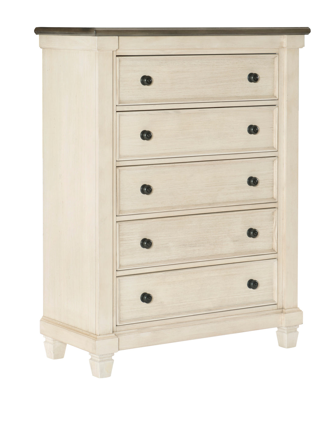 Transitional Rustic Style 1Pc Chest Of 5X Drawers Antique White And Rosy Brown Bedroom Furniture Antique White,Brown Mix Rustic,Transitional Wood