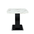 Modern Dining Table Set, 7 Piece Faux Marble Kitchen Table For 6 8, Glass Rectangular Dining Room Table With U Shaped Table Legs, Dining Table & 6 Chairs Metal Black Rectangular Mdf Glass