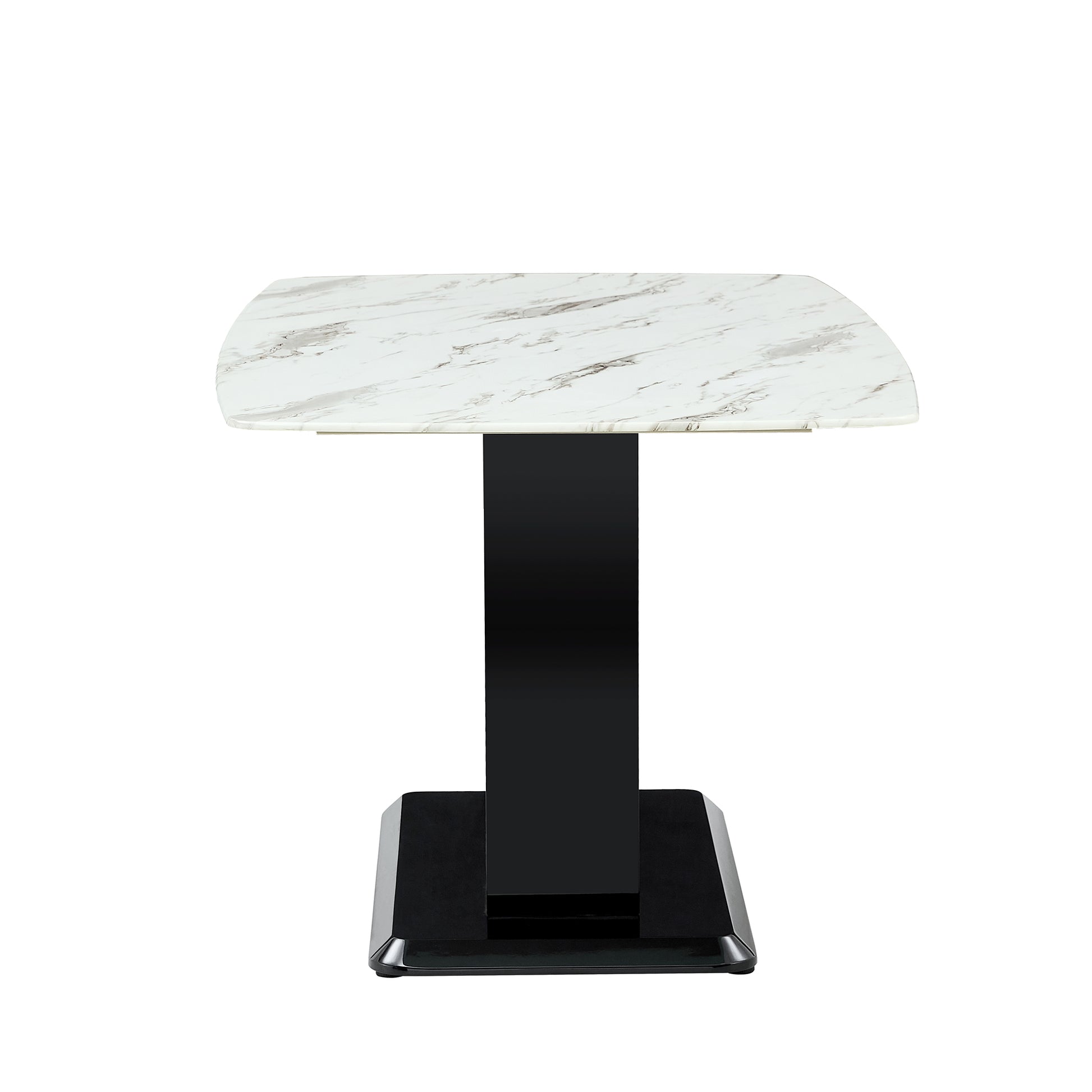 Modern Dining Table Set, 7 Piece Faux Marble Kitchen Table For 6 8, Glass Rectangular Dining Room Table With U Shaped Table Legs, Dining Table & 6 Chairs Metal Black Rectangular Mdf Glass