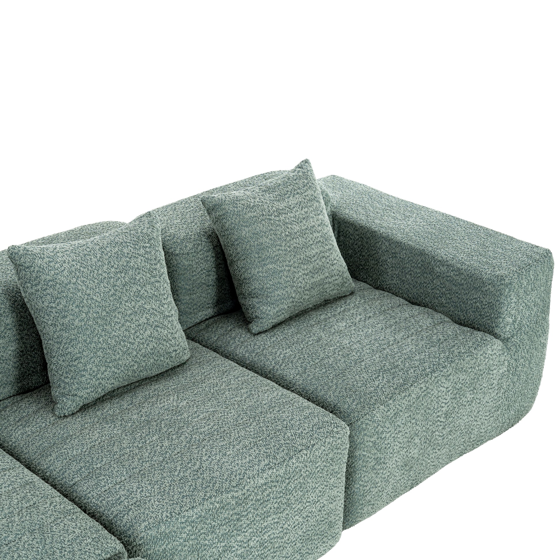 116.5" Sectional Sofa Full Compressed Sofa Couch Free Combined Sofa For Living Room, Green Green Foam Polyester 4 Seat