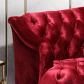 Comfy 3 Seat Sofa With Wooden Legs, Pu, For Living Room And Study Wine Red Velvet 3 Seat