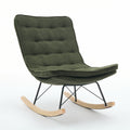 Lazy Rocking Chair,Comfortable Lounge Chair With Wide Backrest And Seat Wood Base, Upholstered Armless Rocker Chair For Living Room, Balcony,Bedroom And Patio Porch. Dark Green Cushion Iron Dark Green Primary Living Space Sponge Square Casual Rocking