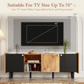 Mid Century Tv Stand With 3 Cabinets, Media Console Table For Tvs Up To 70'', Entertainment Center With Storage For Living Room, Bedroom, Home Theatre Black Brown Primary Living Space 60 69 Inches