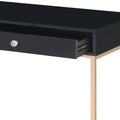 Ottey Black High Gloss & Gold Finish Writing Desk Black Metal,Synthetic Wood