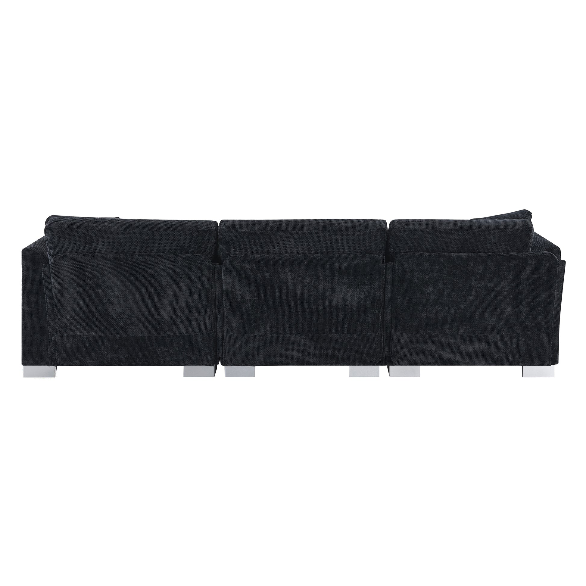 96*56" Modern Cloud Sectional Sofa,L Shaped Luxury Couch Set With 2 Free Pillows,4 Seat Chenille Indoor Furniture With Oversized Chaise For Living Room,Apartment,Office,3 Colors Black Chenille 4