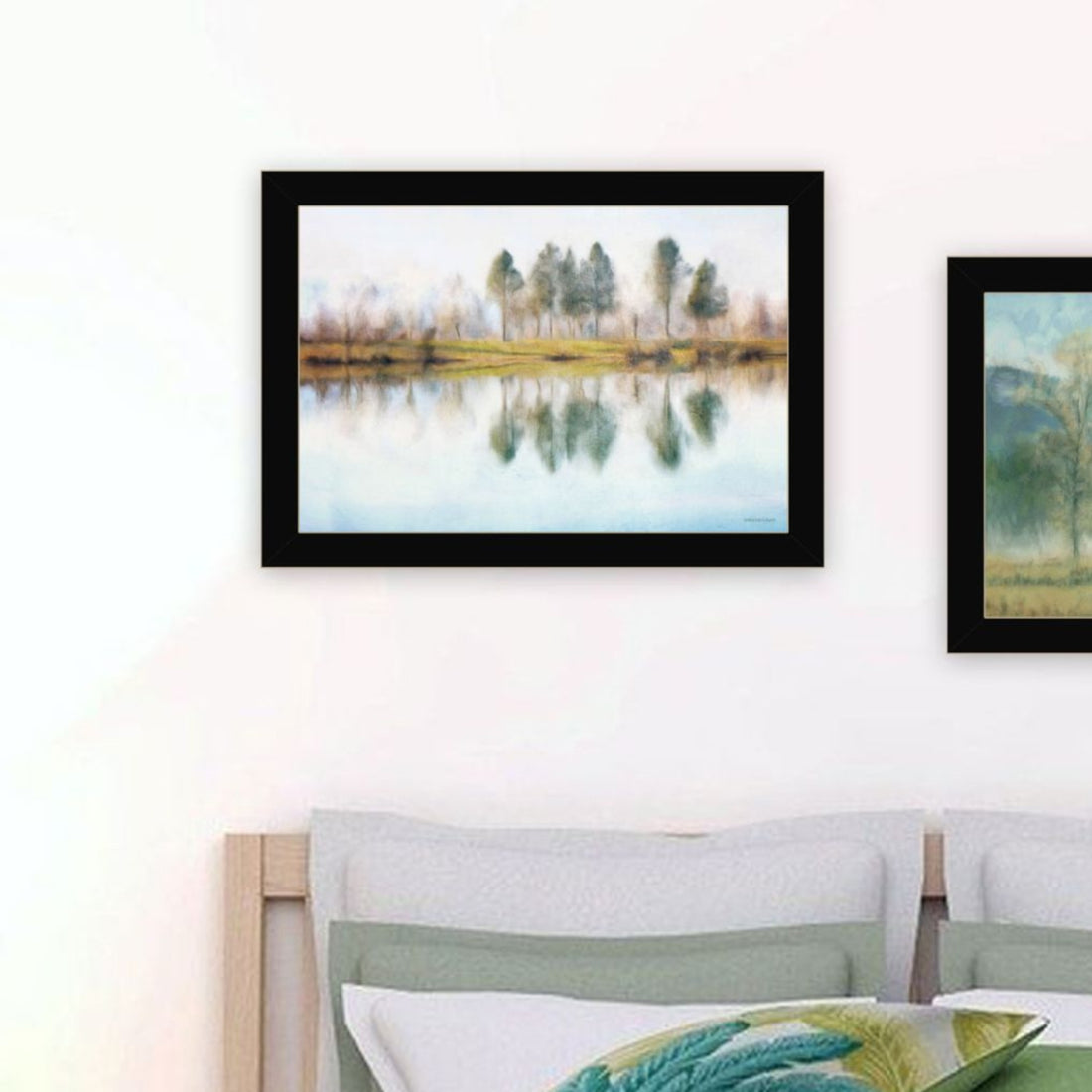 "Peaceful Lake Reflection" Framed Wall Art For Living Room, Wall Art Print For Home Decor, Bedroom Wall Art By Bluebird Barn Multicolor Wood Paper