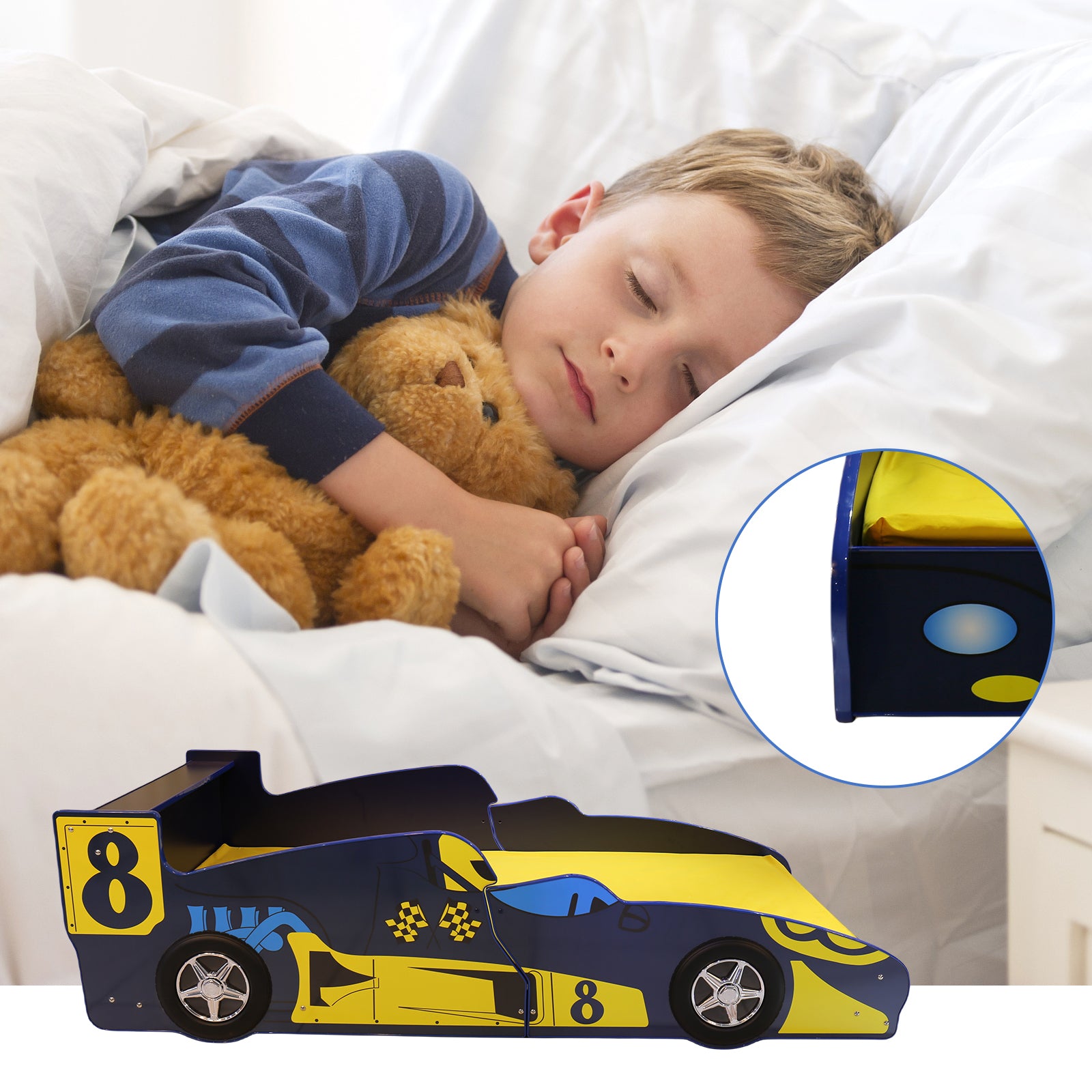 Supreme F1 Racing Car Bed Twin Blue Mdf