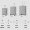 Pp Luggage Sets 3 Piece 20 24 28 , Expandable Carry On Luggage With Tsa Lock Airline Approved, Pp Materials Hard Shell And Lightweight Suitcase With Spinner Wheels Gray Gray Polypropylene