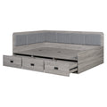 Full Size Daybed With Three Drawers And Three Storage Compartments, Gray Full Gray Mdf