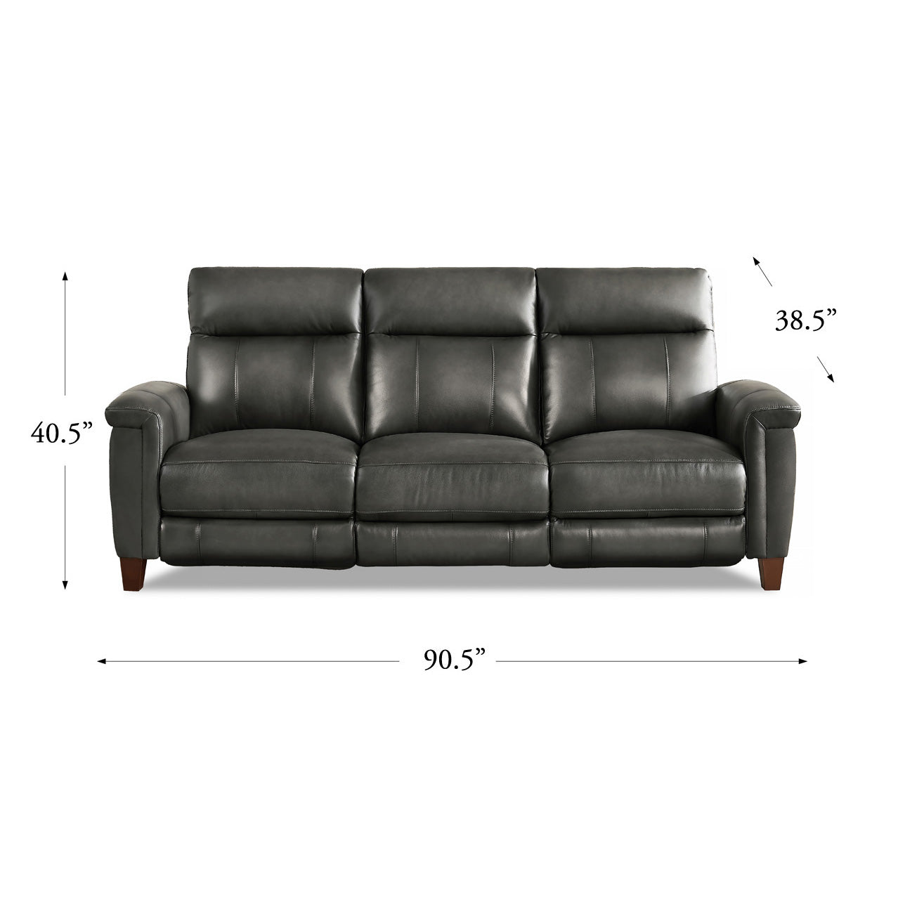 Sherwood Power Headrest Zero Gravity Reclining Sofa Gun Ash Memory Foam Genuine Leather 3 Seat