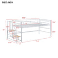 Mid Loft Bed With Storage Stairs, Twin, White Twin White Mdf Metal