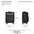 20 Inch Suitcase Black Black Oxford Fabric