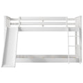 Twin Over Twin Bunk Bed With Convertible Slide And Ladder, White Old Sku: Sm000213 Box Spring Not Required Twin White Wood Bedroom Bunk Pine