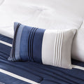 7 Piece Comforter Set Navy Queen Queen Navy Polyester