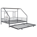 Full Size Metal House Bed With Trundle, Black Full Black Metal