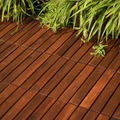 Acacia Wood Interlocking Deck Tiles Striped Pattern, 20 Pcs 12