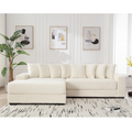 Arrived Oversized Two Piece Couches, L Shaped Sofa, Corduroy, Left Chaise Daybed,With Armrests,Eight Throw Pillows,Corner Sofa,Easy To Assemble, Beige Beige Polyester Wood Primary Living Space Pillow Back Medium Soft Modern Square Arms Wood 3 Seat