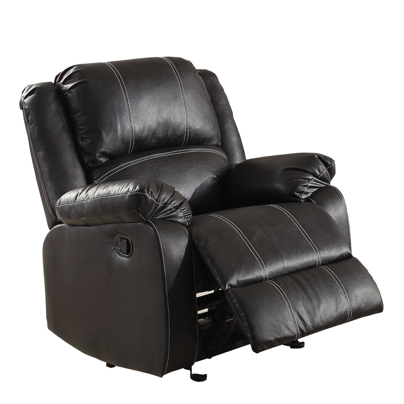 Zuriel Motion Rocker Recliner, Black Synthetic Leather Lv52287 Black Upholstered