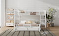 L Shaped Metal Twin Over Full Size Bunk Bed, White Box Spring Not Required White Metal Metal