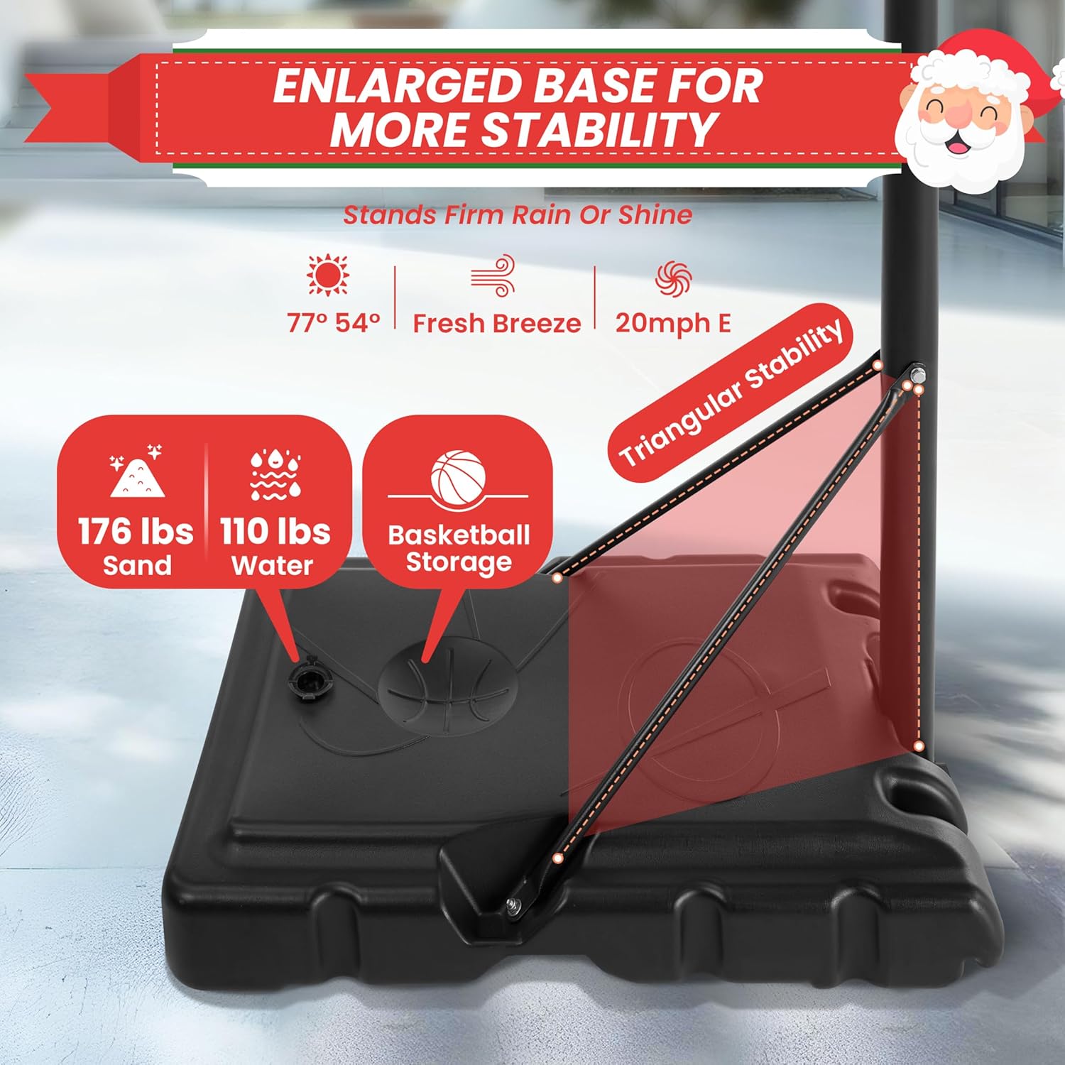 Basketball Hoop Outdoor Portable Goals Court System 4.2 10Ft Adjustable Height, 44 Inch Shatterproof Backboard & Enlarged Base, Gifts For Kids Youth Adults In Backyard Driveway Indoor Black Metal