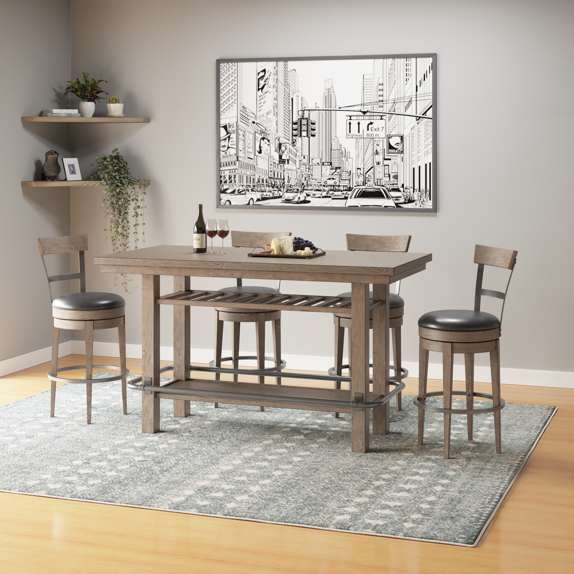 Benti Brown Bar Height Storage Table Brown Solid Wood