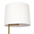 Zenith Offset Brass Base Floor Lamp With Drum Shaped Linen Shade Gold,White Table&Floor Lamps Brass,Linen