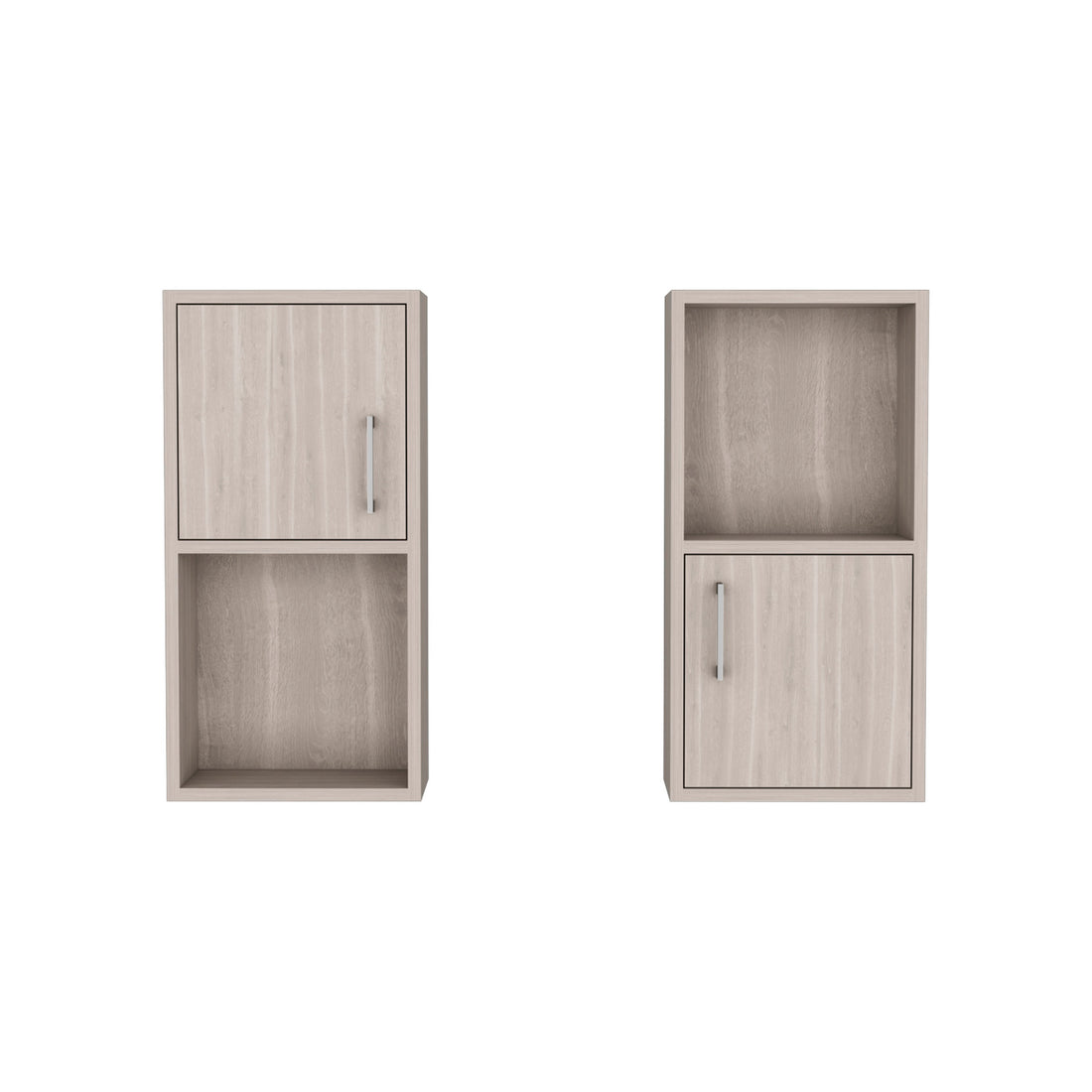 Oba 2 Pc Wall Mounted Bathroom Medicine Cabinet With Open And Closed Storage Beige Bathroom Freestanding Modern Particle Board Engineered Wood