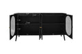 4 Door Cabinet, Sideboard Accent Cabinet, Storage Cabinet For Living Room, Hallway Entryway Kitchen Black Mdf