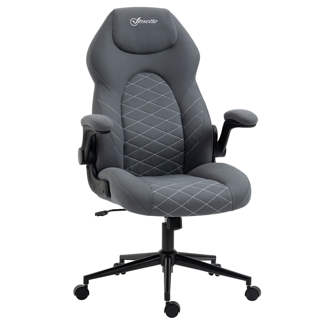 Vinsetto High Back Office Chair With Flip Up Armrests, Swivel Computer Chair With Adjustable Height And Tilt Function, Dark Gray Dark Gray Polyester