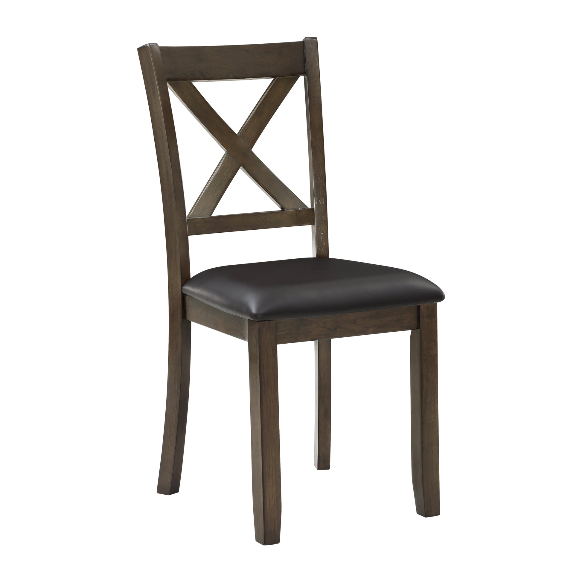 Transitional Style 5Pc Dinette Set Charcoal Brown Finish Dining Room Table And 4 Chairs Faux Leather Upholstery X Back Chairs Wood Wood Brown Mix Seats 4 Wood Dining Room 36 Inches 4 Leg Square Dining Table With Chair Wood